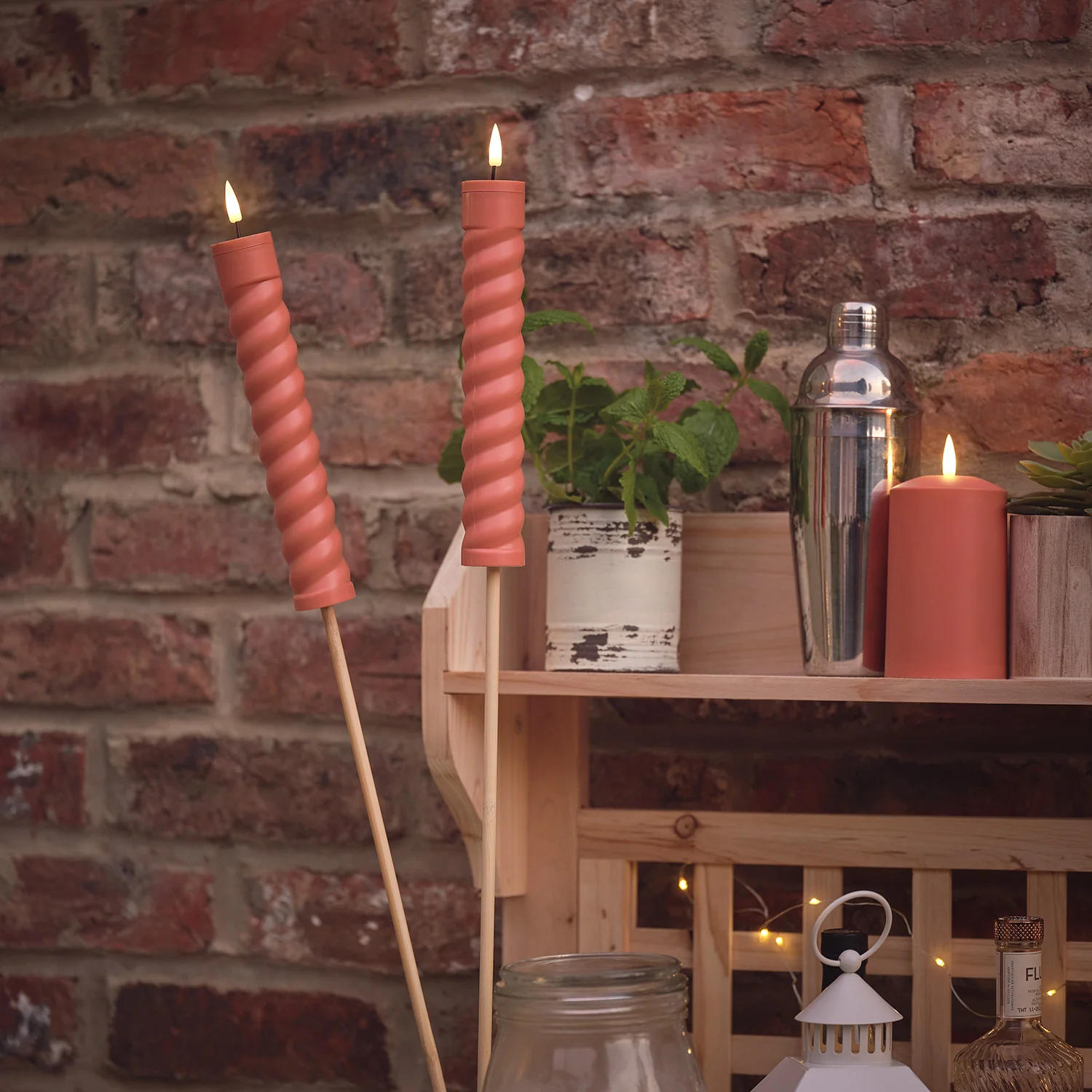 2 TruGlow® Terracotta Coloured Solar Tiki Torches - Image 3
